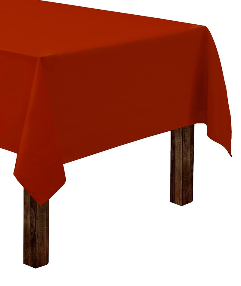 Gee Di Moda Rectangle Tablecloth - 60 x 84 Inch Burnt Orange Table Cloth for 5 Foot Rectangle Tables - Heavy Duty Washable Fabric - for Holiday Party, Dinner, Weddings, Baby Shower & Events - Image 1